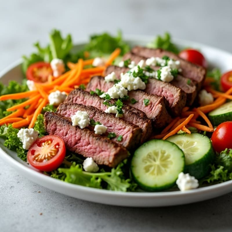 Grilled Steak Salad with Crunchy Vegetables and Lemon Vinaigrette