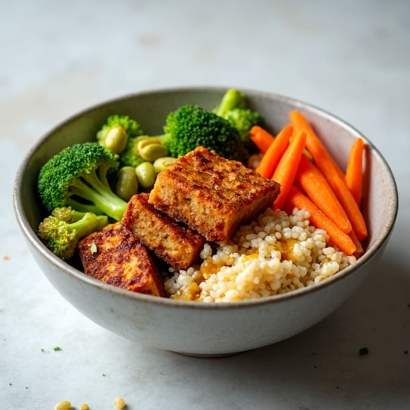 Crispy Baked Tofu Bowl with Sesame Ginger Sauce