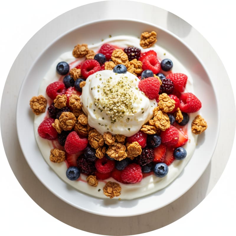 Greek Yogurt Parfait with Mixed Berries and Protein Granola
