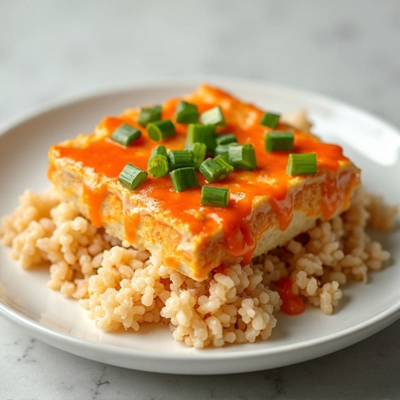 Creamy Buffalo Chicken Cauliflower Rice Casserole