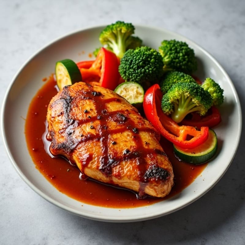 Smoky Tangy BBQ Chicken with Roasted Vegetables