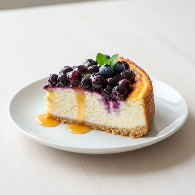 Creamy Cottage Cheese Protein Cheesecake with Blueberries