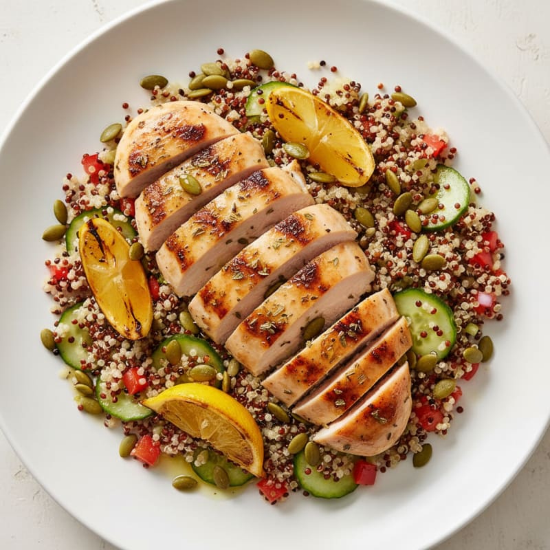 Grilled Chicken Breast with Crunchy Quinoa Salad