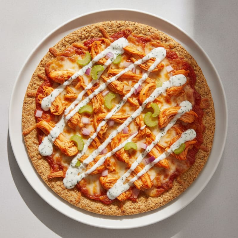 Buffalo Chicken Pizza with Ranch Drizzle