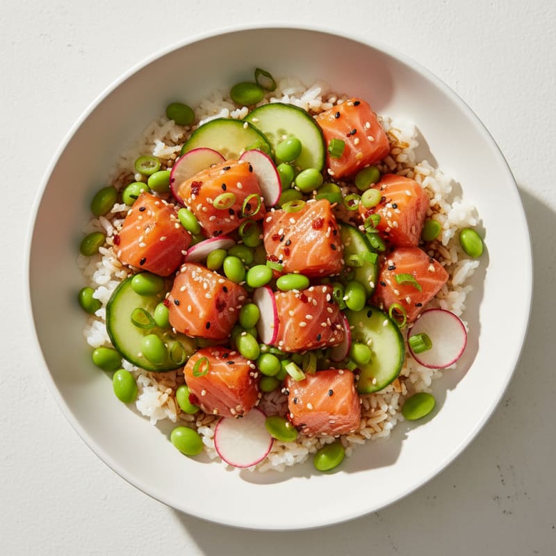 Zesty Salmon Poke Rice Bowl