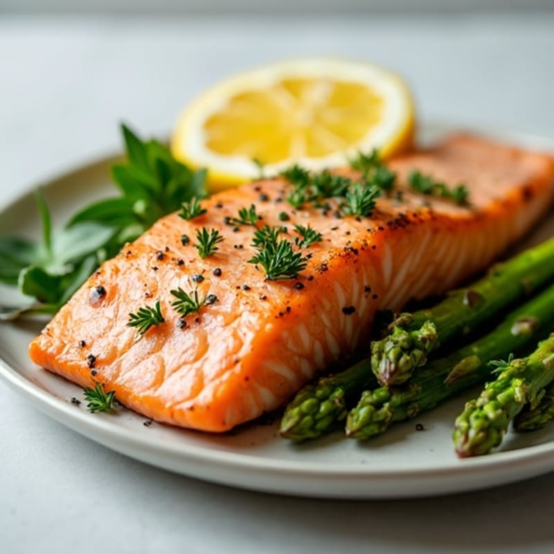 Lemon Herb Grilled Salmon with Roasted Asparagus
