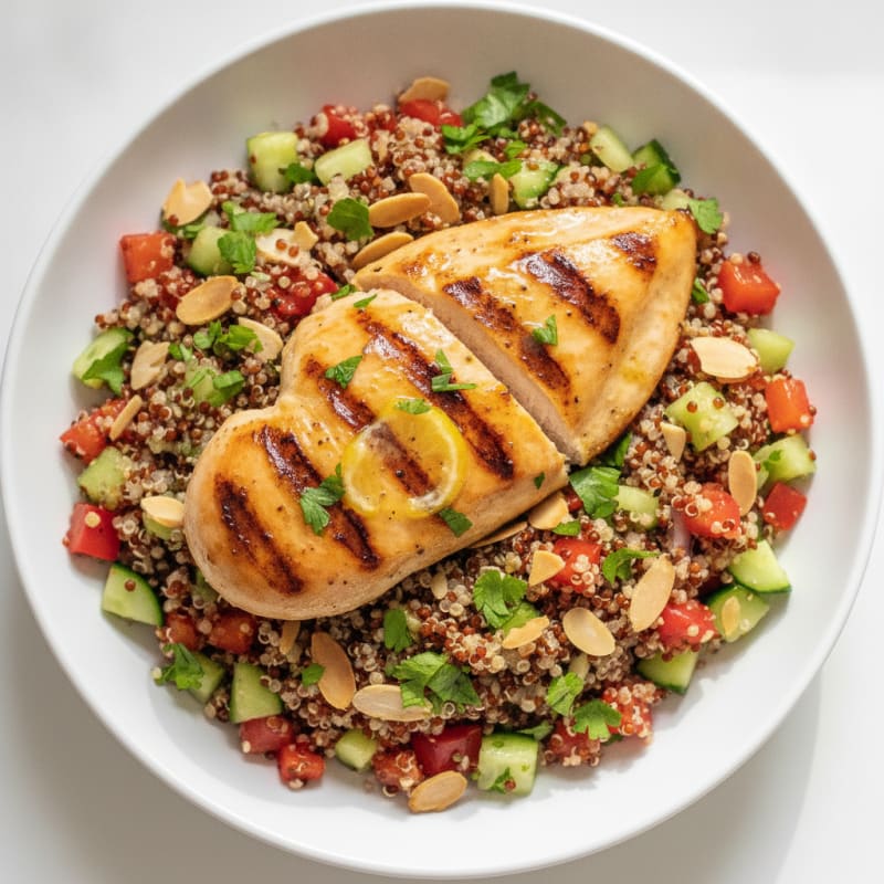 Grilled Chicken Breast with Crunchy Quinoa Salad