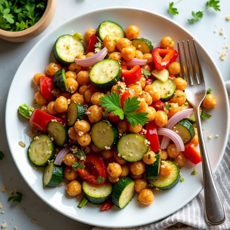 Crispy Roasted Chickpea and Vegetable Sheet Pan with Lemon-Herb Dressing