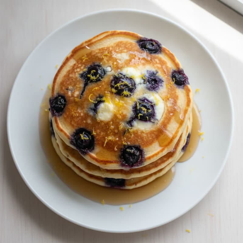 Blueberry Ricotta Pancakes with Lemon Zest