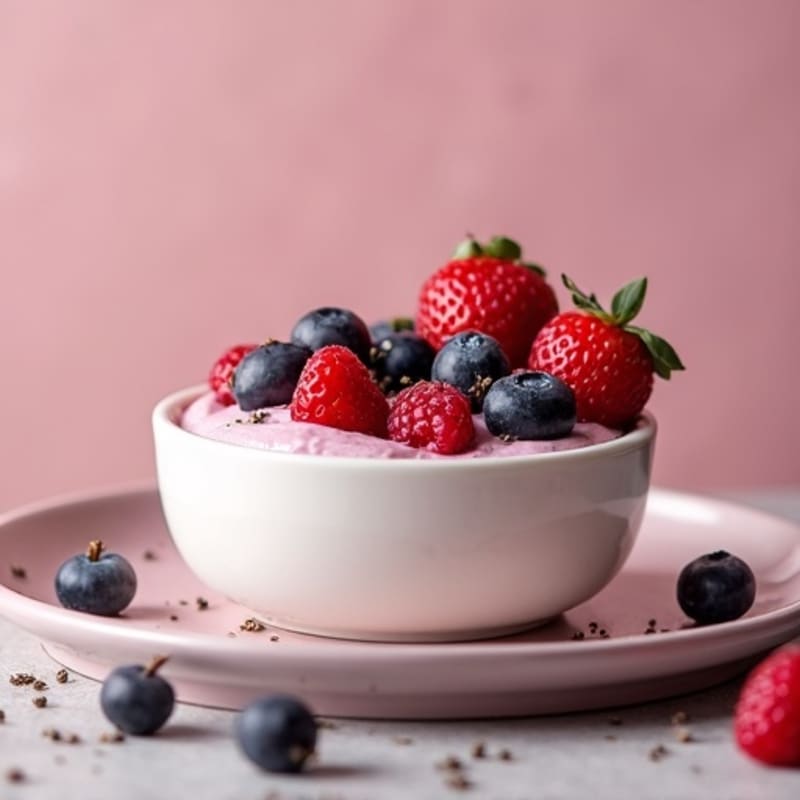 Silky Greek Yogurt Protein Pudding with Mixed Berries