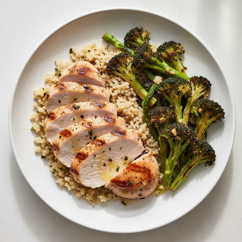 Grilled Turkey Breast with Quinoa and Roasted Broccoli