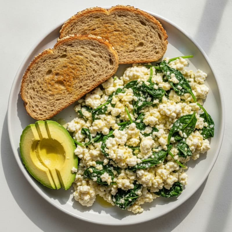 Egg White and Cottage Cheese Scramble with Spinach
