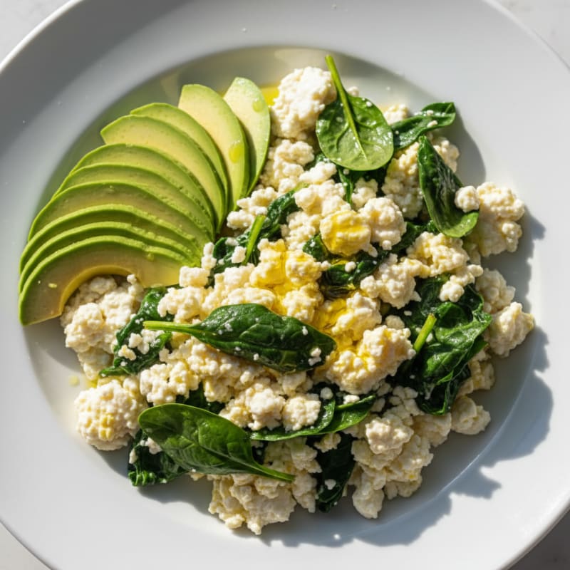Egg White and Cottage Cheese Scramble with Spinach