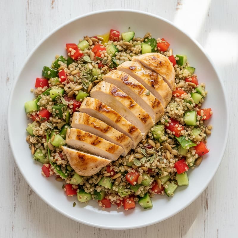Grilled Chicken Breast with Crunchy Quinoa Salad