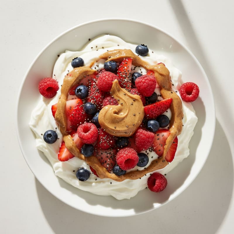 Creamy Greek Yogurt Bowl with Mixed Berries and Almond Butter