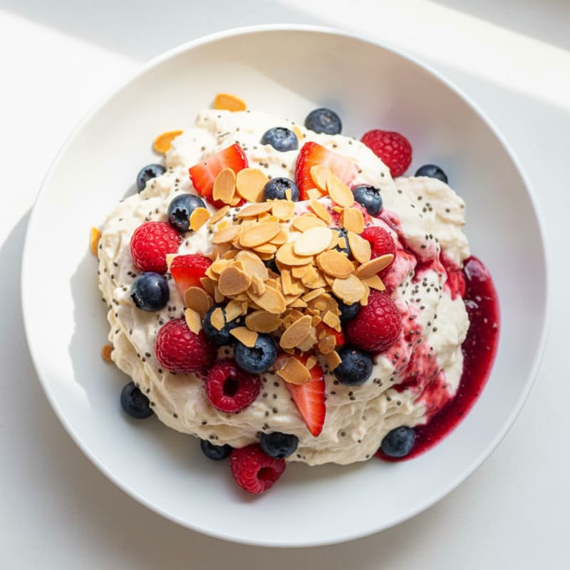 Greek Yogurt Protein Mousse with Mixed Berries