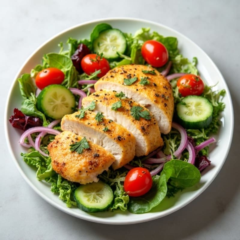 Lemon-Herb Roasted Chicken Salad with Crisp Greens and Fresh Vegetables