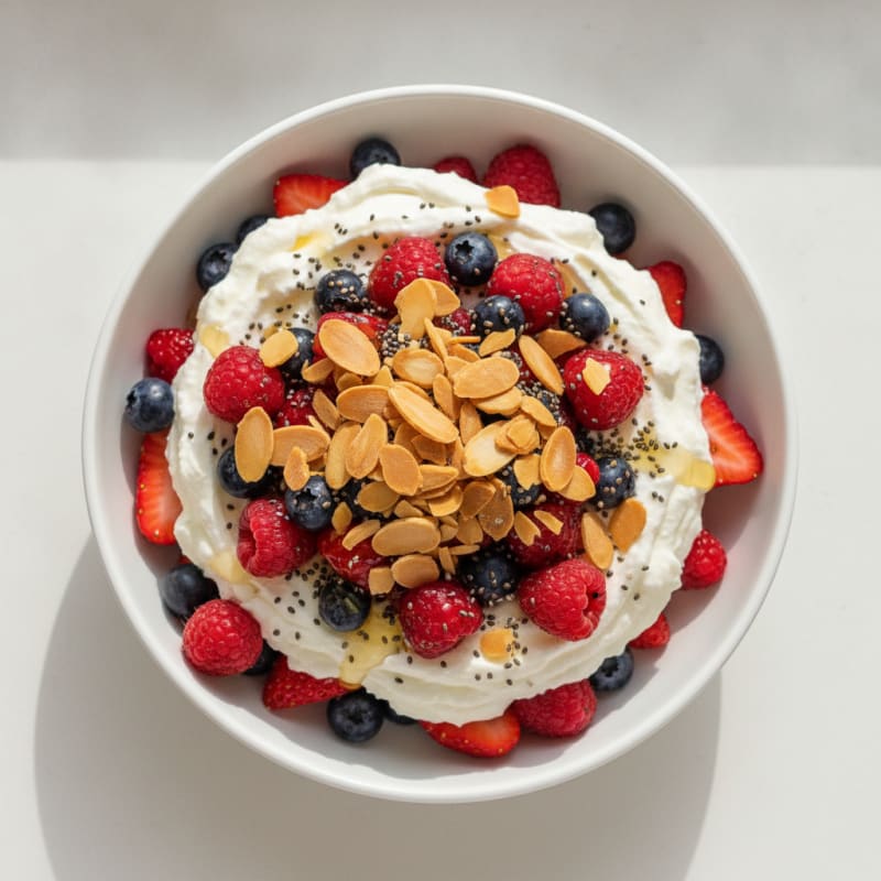 Creamy Greek Yogurt Protein Parfait with Berries and Almonds