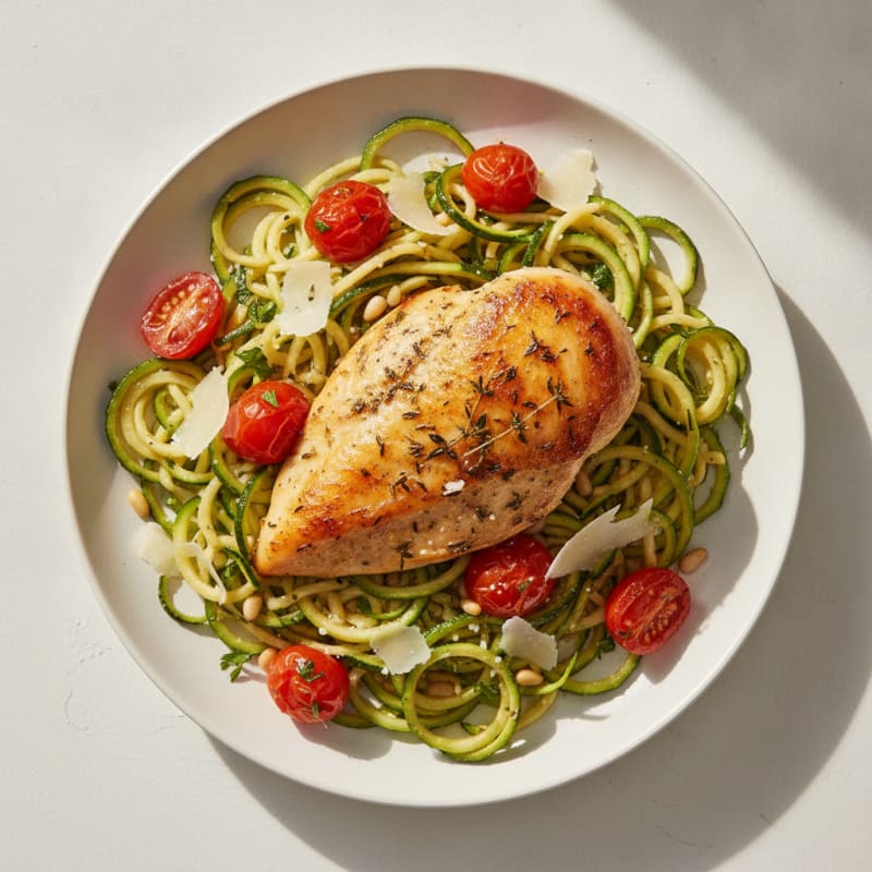 Herb-Roasted Chicken with Zucchini Noodles