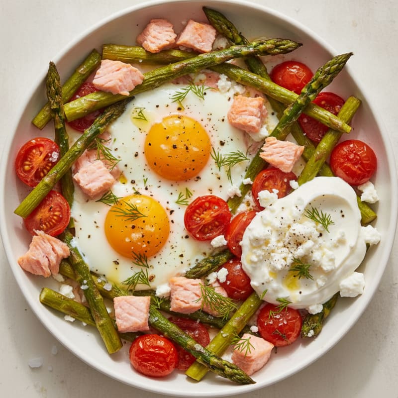 Baked Eggs with Roasted Asparagus