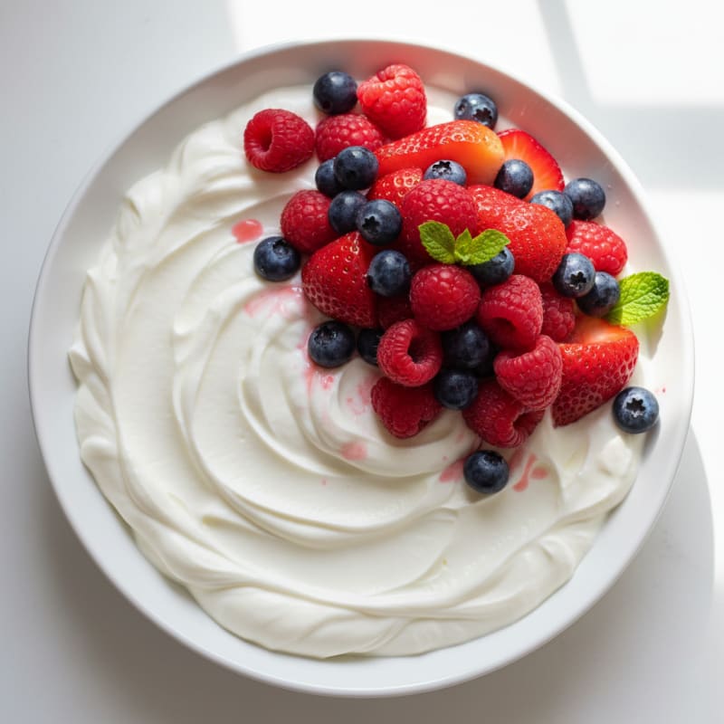 Greek Yogurt Protein Pudding with Mixed Berries