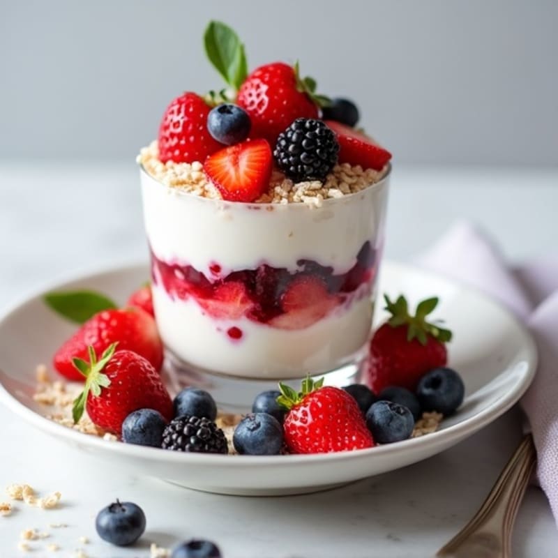 Greek Yogurt Parfait with Mixed Berries and Chia Seeds