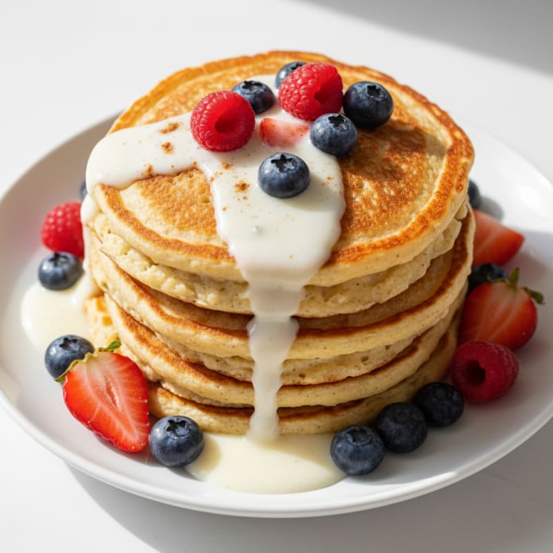 Cottage Cheese Protein Pancakes with Fresh Berries