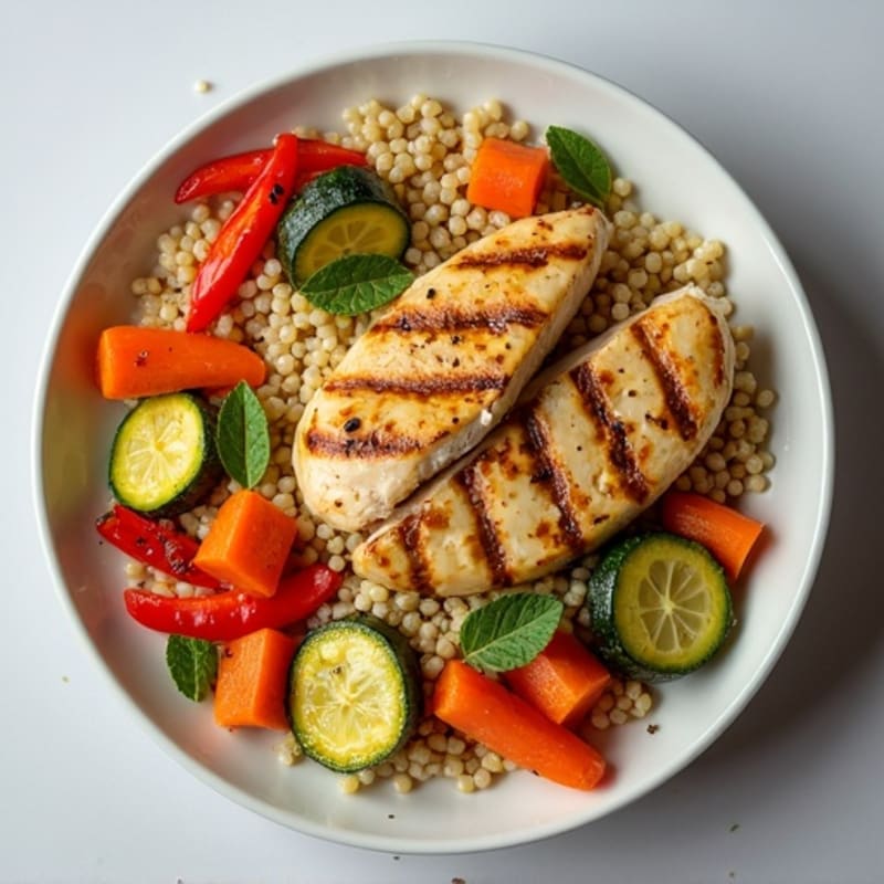 Grilled Chicken and Quinoa Bowl with Roasted Vegetables