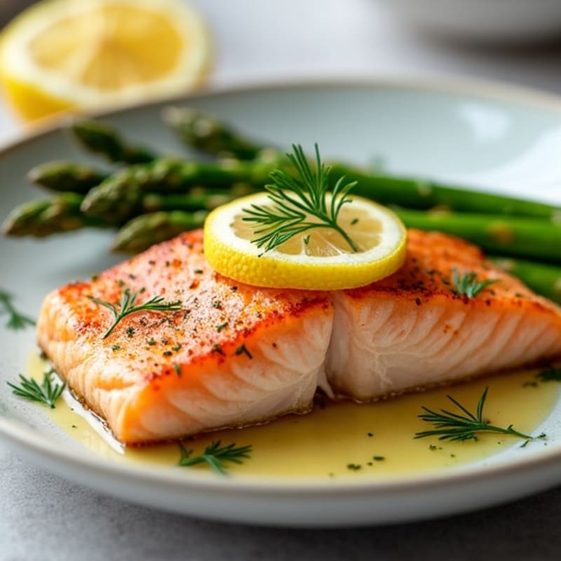 Lemon-Herb Pan-Seared Salmon with Roasted Asparagus