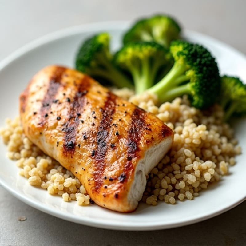 Grilled Chicken Breast with Roasted Broccoli and Quinoa