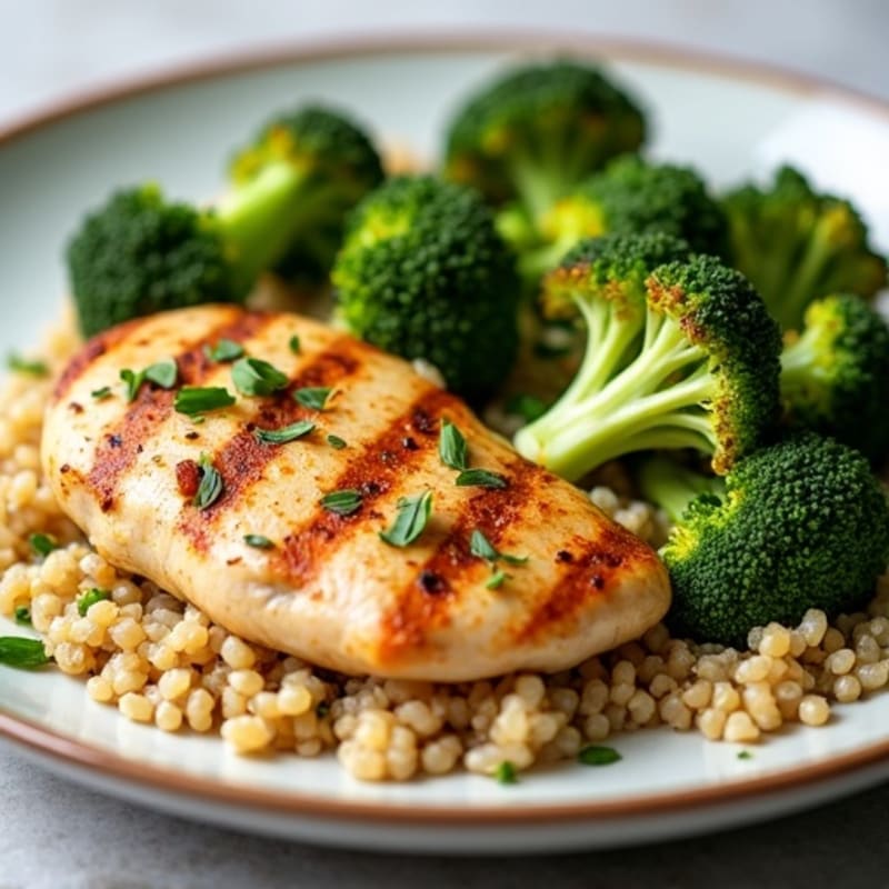 Grilled Chicken Breast with Roasted Broccoli and Quinoa