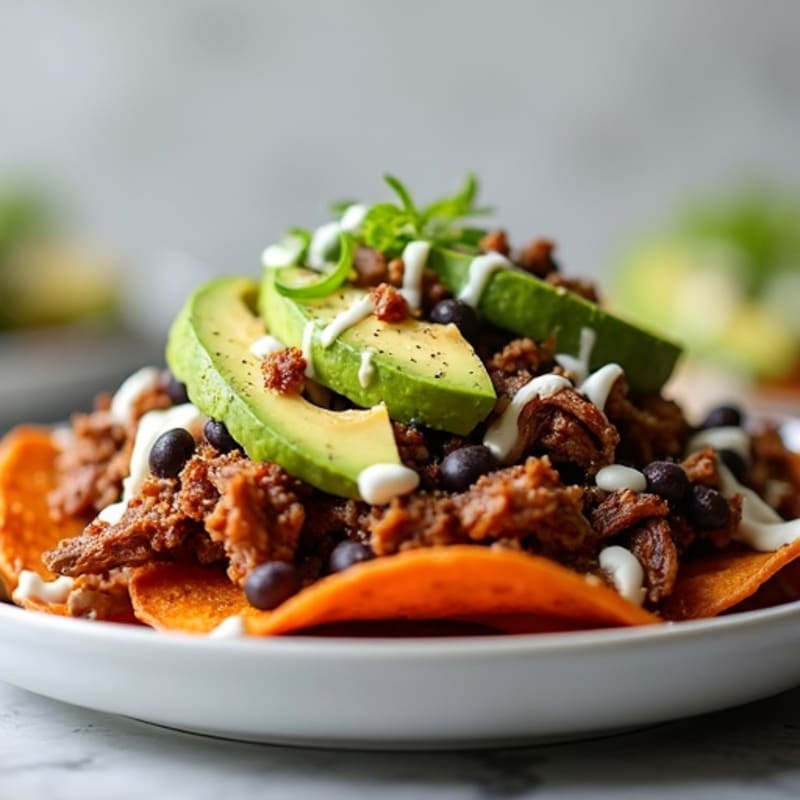 Smoky Pulled Pork with Crispy Sweet Potato Nachos