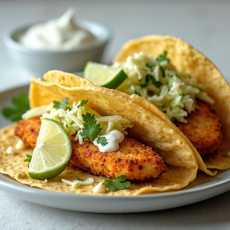 Crispy Baked Fish Tacos with Fresh Cabbage Slaw