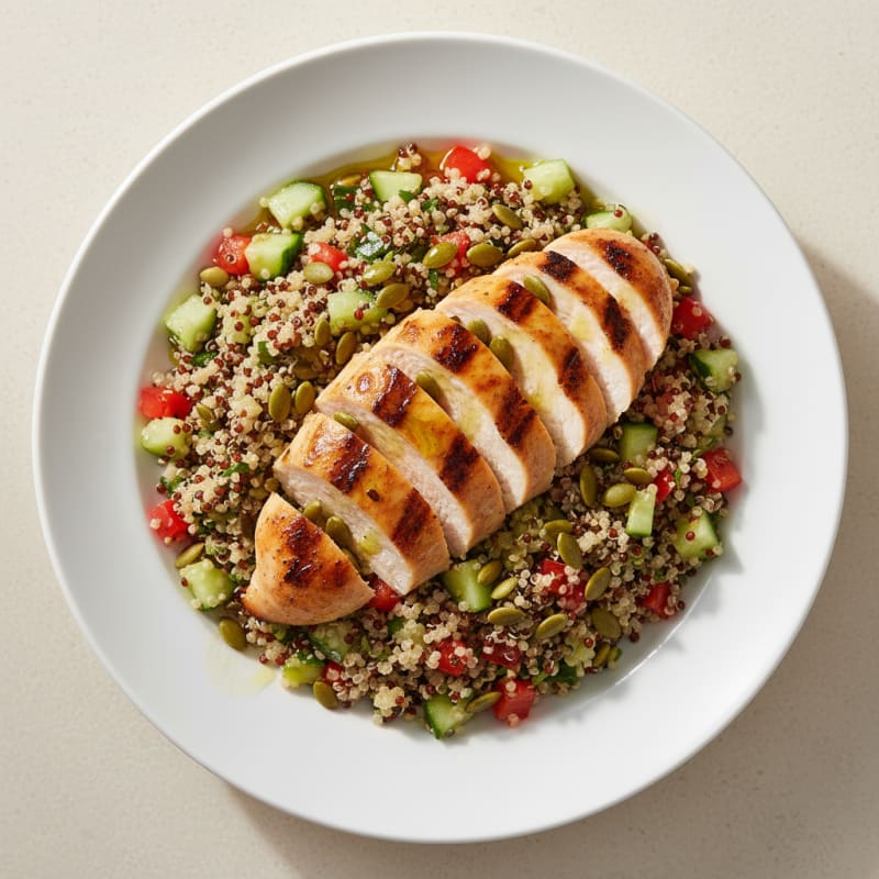 Grilled Chicken Breast with Crunchy Quinoa Salad
