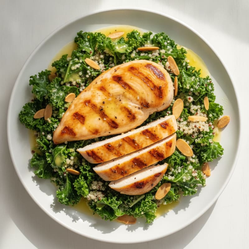 Grilled Chicken Breast with Crunchy Kale and Quinoa Salad