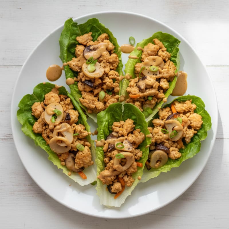 Chicken Lettuce Wraps with Peanut Sauce