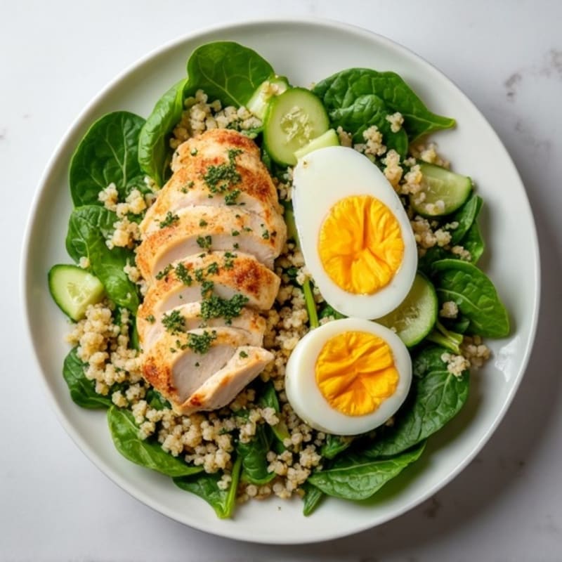 Hard-Boiled Egg and Lemon-Herb Chicken Quinoa Salad