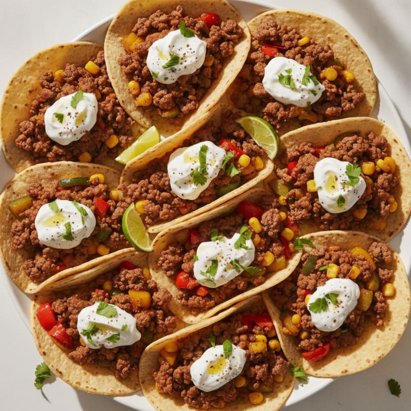 Beef and Bell Pepper Tacos with Zesty Greek Yogurt