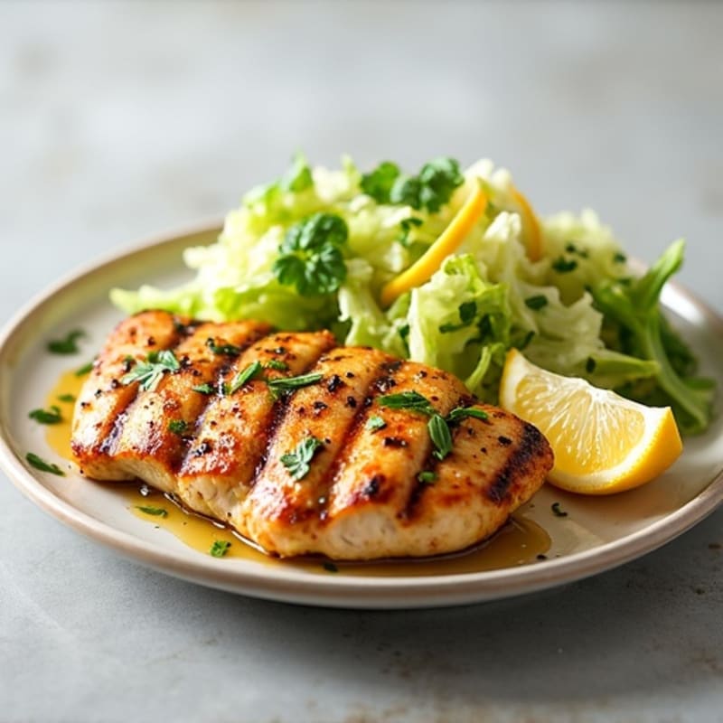 Grilled Chicken Breast with Crunchy Cabbage Salad and Lemon Vinaigrette