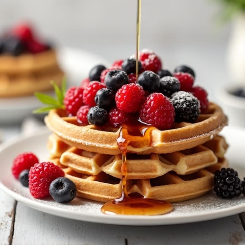 Protein-Packed Almond Flour Waffles with Berry Compote