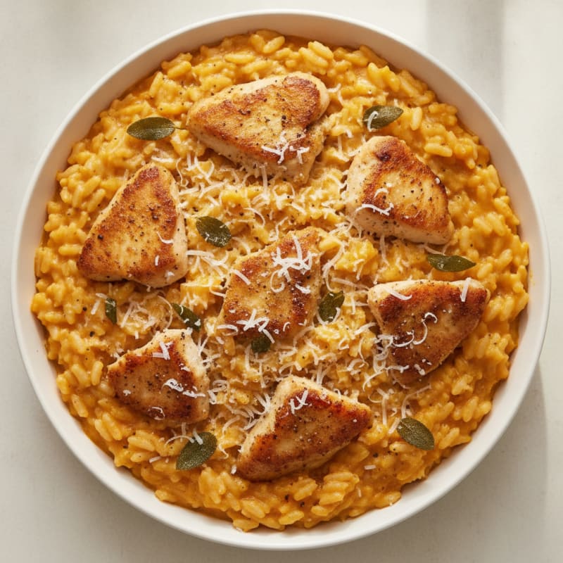 Chicken and Pumpkin Risotto with Parmesan
