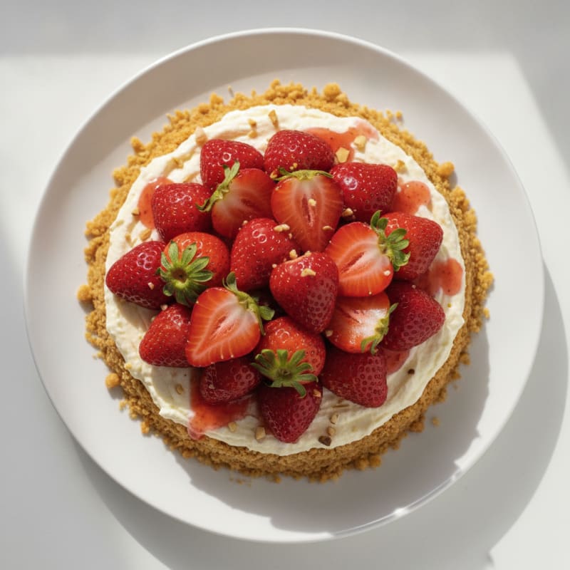 Greek Yogurt Protein Cheesecake with Fresh Strawberries