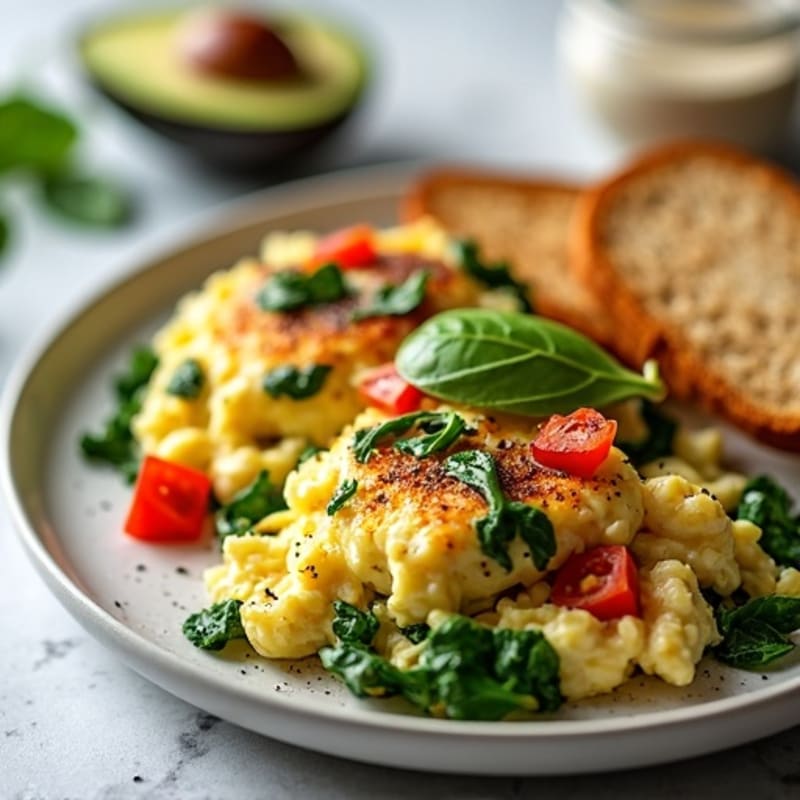 Egg White and Spinach Scramble with Seared Lil Chicken