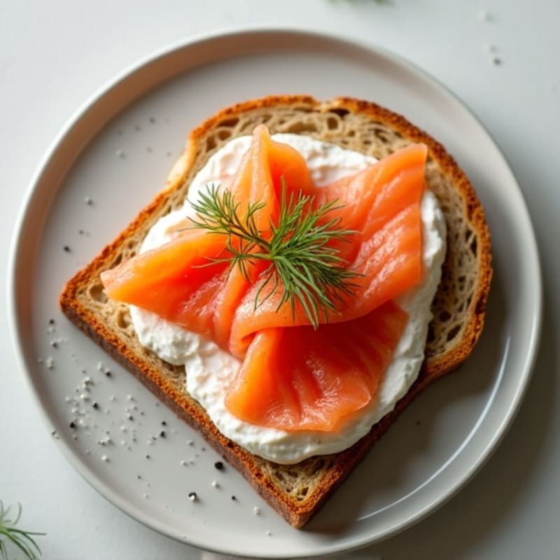 Smoked Salmon with Creamy Dill Spread and Crispy Whole Grain Toast