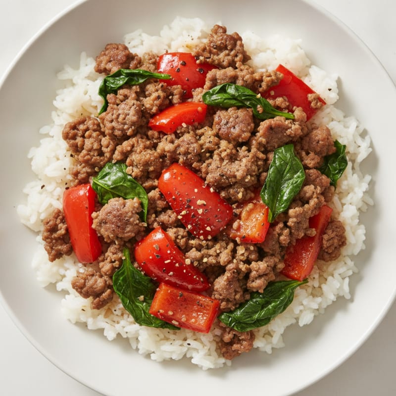 Beef and Bell Pepper Rice Bowl