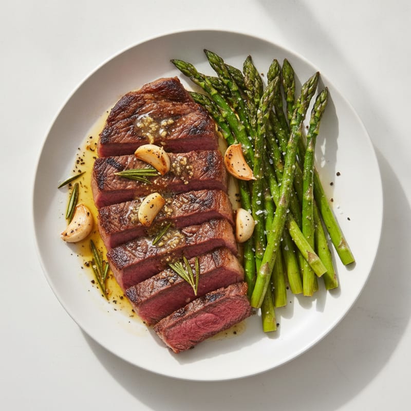 Garlic Herb Butter Steak with Asparagus