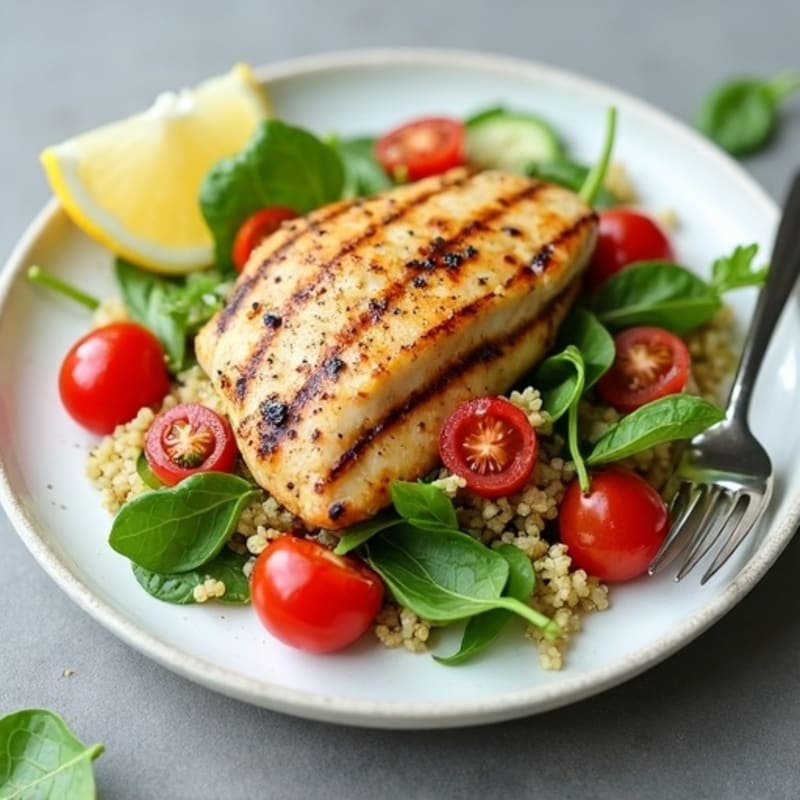 Grilled Chicken Breast with Spinach Quinoa Salad