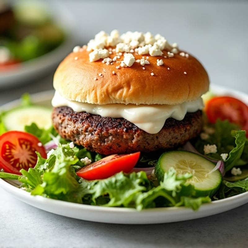 Lean Ground Beef Burger Salad with Creamy Tangy Dressing