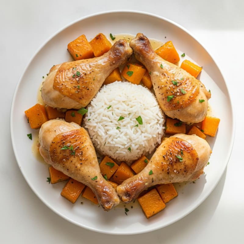 Roasted Chicken Drums with Butternut Squash