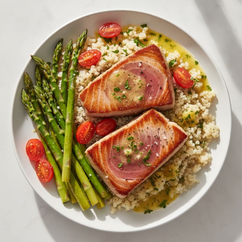 Pan-Seared Tuna with Lemon-Herb Sauce
